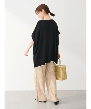 Green Parks 推しニット　裾ラインポンチョ型チュニック Black