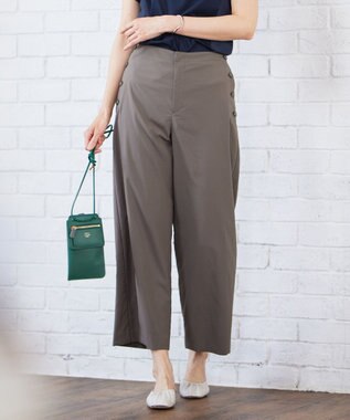 J.PRESS LADIES L 【洗える・イージーケア】ソフトタイプライター セミワイド パンツ カーキ系