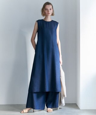 ICB 【CLASSY.掲載】  ナチュラルソフトデニム タックワイドパンツ バイオデニム