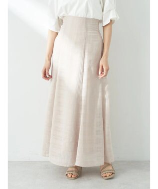 earth music&ecology シアーチェックフレアスカート Beige