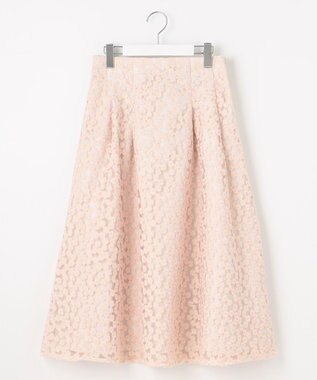 Feroux フラワー刺繍 フレアスカート ピンク系