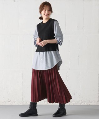 ANY L 【10色展開/ウエストゴム】ウーリッシュフラノ プリーツスカート ボルドー