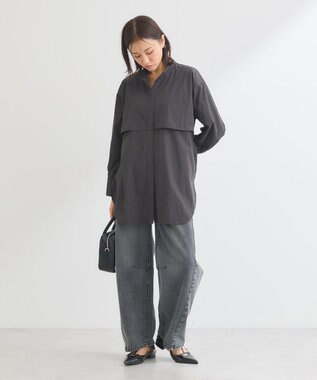 Green Parks イージーケア比翼フライヨークチュニック Black