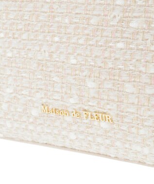 Maison de FLEUR LINTONツイードスクエアフリルトートバッグ Ivory