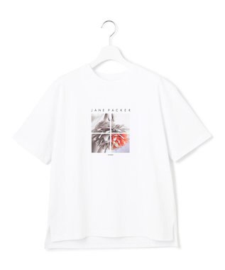 23区 S 【洗える】JANE PACKERコラボ フォトプリント Tシャツ ホワイト(GRID)