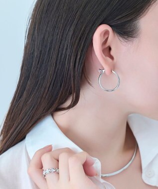 Phoebe 【金属アレルギー対応】2wayウェーブラインフープイヤリング　シルバー/ニッケルフリー シルバー