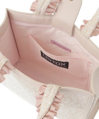 Maison de FLEUR LINTONツイードスクエアフリルトートバッグ Ivory