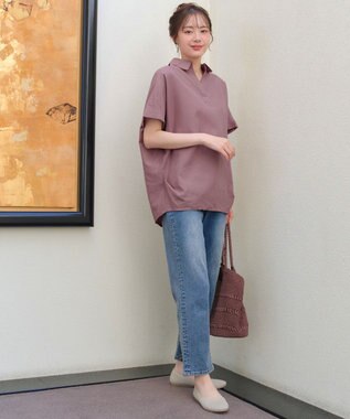 Tiaclasse 【洗える】 リネンミックススキッパーシャツ ピンク