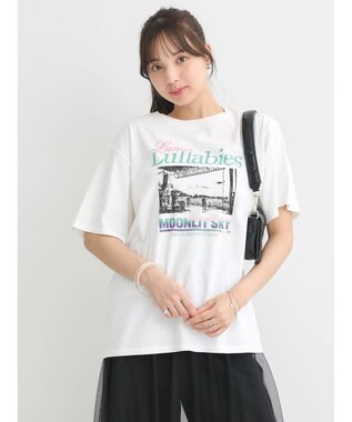 earth music&ecology ツアープリントＴシャツ Off White