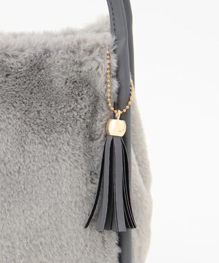 ANY SIS パイピングフェイクファートート バッグ ライトグレー