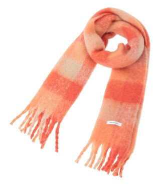 AMERICAN HOLIC 起毛カラーチェックシャギーマフラー Red