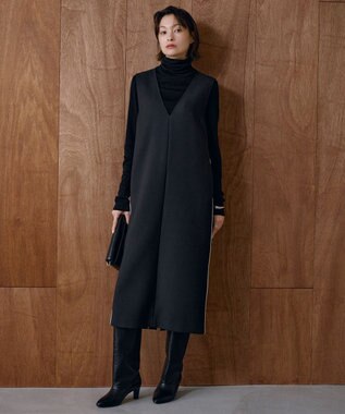 ICB L 【洗える】リヨセルカシミヤスムース ハイネックカットソー ブラック系