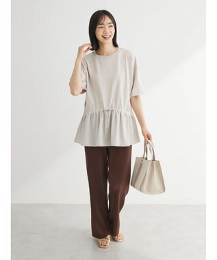 Green Parks ドロスト切替えドッキングカットプルオーバー Gray Beige