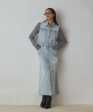 GRACE CONTINENTAL デニムロングジレワンピース サックス