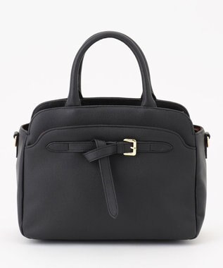 ANY SIS 【2WAY】ベルトバックルラウンドミディトート バッグ ブラック