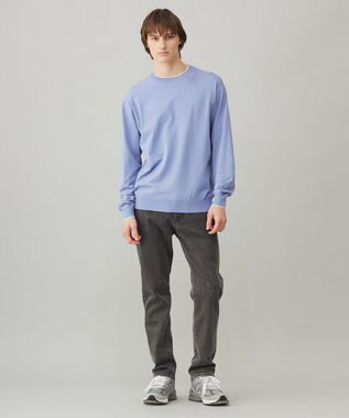 UNFILO MENS スタイリッシュ ニット プルオーバー ブルーグレー