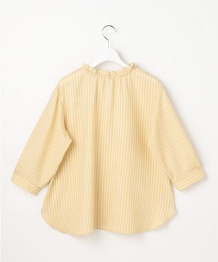 ANY SIS L 【2WAY】スムージーポリエステル フリルネック ブラウス イエローストライプ