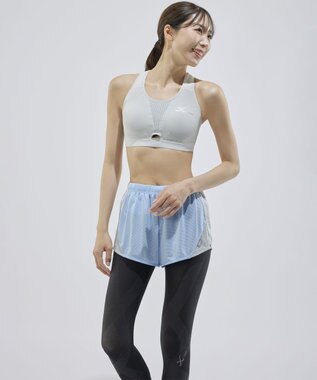 CW-X 【UNISEX】 CW-X ランニングボトムス メッシュ素材 風通りがよい スポーツウェア 2分丈 ユニセックス DHR362 /ワコール サックス