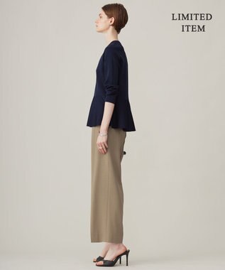 ICB L 【WEB限定・洗える】シンセティックヤーンスムース ペプラムニット ネイビー系