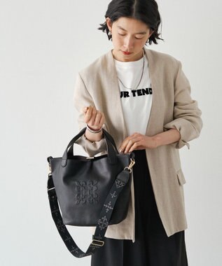 russet エンボスモノグラム2WAYミニトートバッグ(CE-1672-WEB) Black