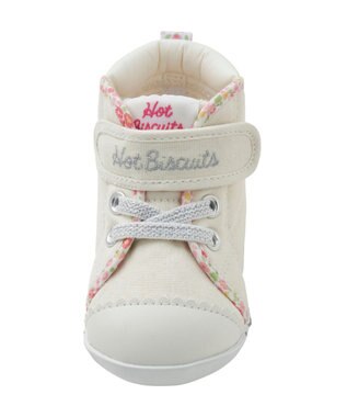 MIKI HOUSE HOT BISCUITS 【11.5-13.5cm】 小花柄 パイピング ファーストベビーシューズ 白