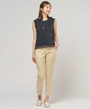 J.PRESS LADIES 【レイヤードスタイルに】コットンスムース ノースリーブ カットソー ネイビー系