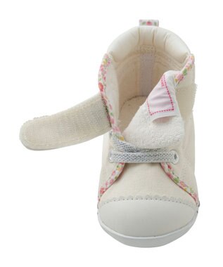 MIKI HOUSE HOT BISCUITS 【11.5-13.5cm】 小花柄 パイピング ファーストベビーシューズ 白