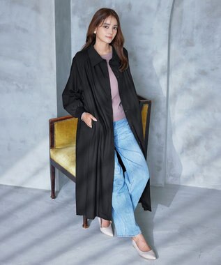 Tiaclasse 【洗える】ラグランパフスリーブトレンチコート ブラック