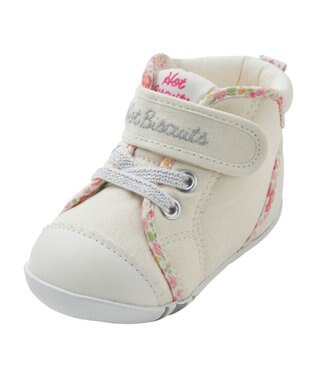 MIKI HOUSE HOT BISCUITS 【11.5-13.5cm】 小花柄 パイピング ファーストベビーシューズ 白