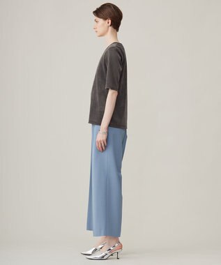 ICB L 【洗える】フロッキーベロア 5分袖プルオーバー チャコール系