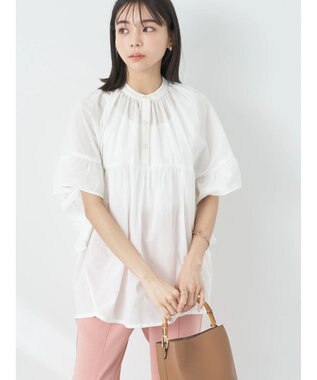 earth music&ecology コットンボイルボリュームブラウス