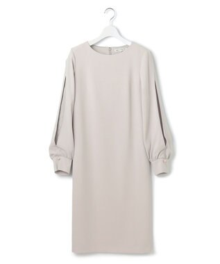 23区 【セットアップ対応】トリアセダブルジョーゼット スリットシフォンスリーブ ワンピース ベージュ系