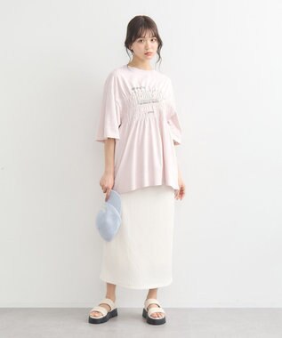 earth music&ecology ピグメントシャーリングプルオーバー Pink Beige