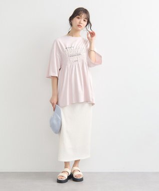 earth music&ecology ピグメントシャーリングプルオーバー Pink Beige