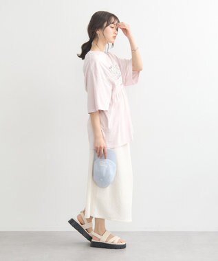 earth music&ecology ピグメントシャーリングプルオーバー Pink Beige