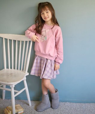 ANY KIDS アニマルプリントトレーナー ピンク×ウサギ