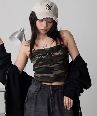 WEGO グラフィックカップインショートキャミ 柄1
