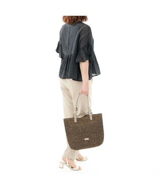 IBIZA ラフィア　セミショルダーバッグ（草木染め） グレー