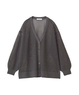 Green Parks メッシュミディ丈ニットカーディガン Gray