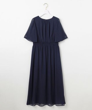 ANY SIS 【洗える】シアーパターン ワンピース ネイビー