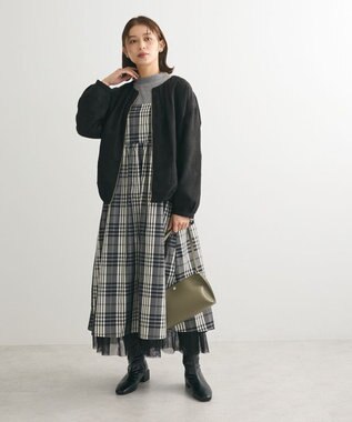 Green Parks ・ＳＵＧＡＲ　ＳＰＯＯＮ　チェックギャザーワンピース Black