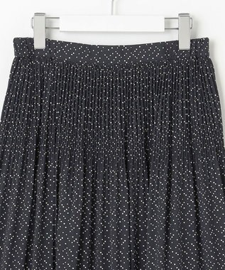 自由区 S 【セットアップ対応・洗える】ライトサテンプリーツ スカート ブラックxベージュ