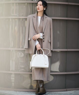 23区 ブガッティ型 2WAY ハンドバッグ アイボリー系