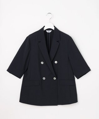 J.PRESS LADIES S BREEZ COOL トロ ハーフスリーブ ダブル ジャケット ネイビー系