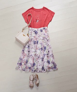 ANY SIS 【洗える】アクアフローラル スカート ピンク系