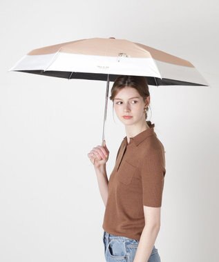 MOONBAT 【一級遮光/コンパクト】PAUL & JOE 晴雨兼用 折りたたみ日傘 軽量 スウィンギングヌネット ベージュ