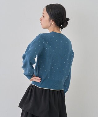 earth music&ecology ラメジャカードカーディガン Blue Green