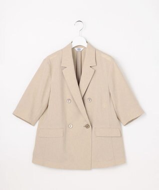 J.PRESS LADIES S BREEZ COOL トロ ハーフスリーブ ダブル ジャケット ベージュ系