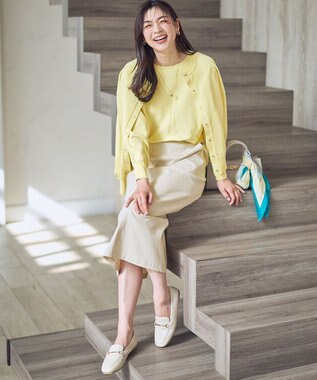 ANY L スプリングカラーニットドルマンプルオーバー イエロー