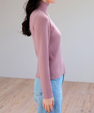 Tiaclasse L 【新色追加・洗える】リブタートルニット ピンク